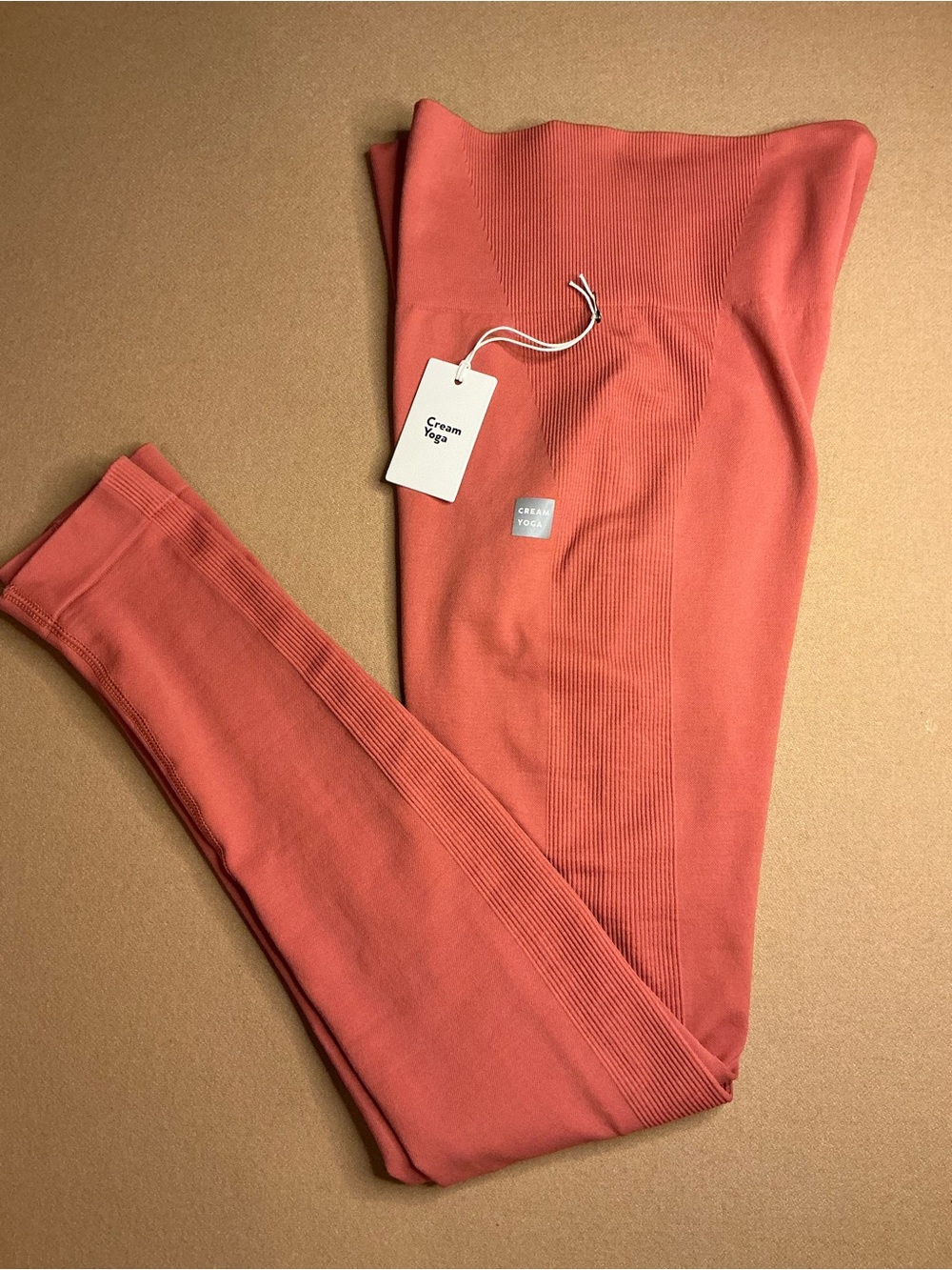 NWT Cream Yoga Nancy Ribbed Seamless Leggings - Burnt Orange /Terracotta - small
